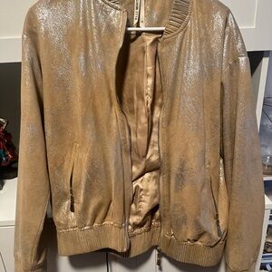 Gold Metallic Women's Bomber